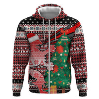 Latvia Christmas Hoodie with Red Lion, Holiday Tree, and Nordic Pattern Design - Wonder Print Shop
