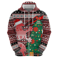 Latvia Christmas Hoodie with Red Lion, Holiday Tree, and Nordic Pattern Design - Wonder Print Shop
