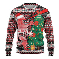 Latvia Christmas Ugly Christmas Sweater with Red Lion, Holiday Tree, and Nordic Pattern Design - Wonder Print Shop