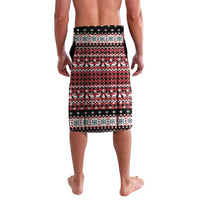 Latvia Christmas Lavalava with Red Lion, Holiday Tree, and Nordic Pattern Design - Wonder Print Shop