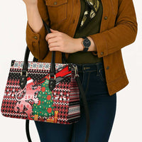 Latvia Christmas Leather Bag with Red Lion, Holiday Tree, and Nordic Pattern Design - Wonder Print Shop