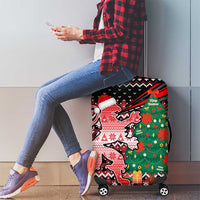 Latvia Christmas Luggage Cover with Red Lion, Holiday Tree, and Nordic Pattern Design - Wonder Print Shop