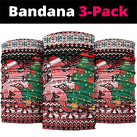 Latvia Christmas Neck Gaiter with Red Lion, Holiday Tree, and Nordic Pattern Design - Wonder Print Shop