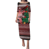 Latvia Christmas Puletasi with Red Lion, Holiday Tree, and Nordic Pattern Design - Wonder Print Shop