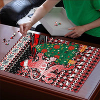 Latvia Christmas Puzzle with Red Lion, Holiday Tree, and Nordic Pattern Design - Wonder Print Shop