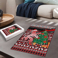 Latvia Christmas Puzzle with Red Lion, Holiday Tree, and Nordic Pattern Design - Wonder Print Shop