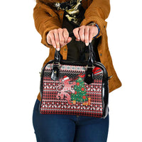 Latvia Christmas Shoulder Handbag with Red Lion, Holiday Tree, and Nordic Pattern Design - Wonder Print Shop