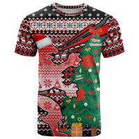 Latvia Christmas T Shirt with Red Lion, Holiday Tree, and Nordic Pattern Design - Wonder Print Shop