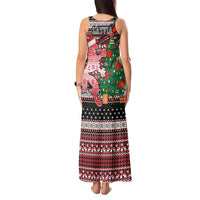 Latvia Christmas Tank Maxi Dress with Red Lion, Holiday Tree, and Nordic Pattern Design - Wonder Print Shop