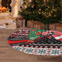 Latvia Christmas Tree Skirt with Red Lion, Holiday Tree, and Nordic Pattern Design - Wonder Print Shop