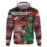 Latvia Christmas Zip Hoodie with Red Lion, Holiday Tree, and Nordic Pattern Design - Wonder Print Shop