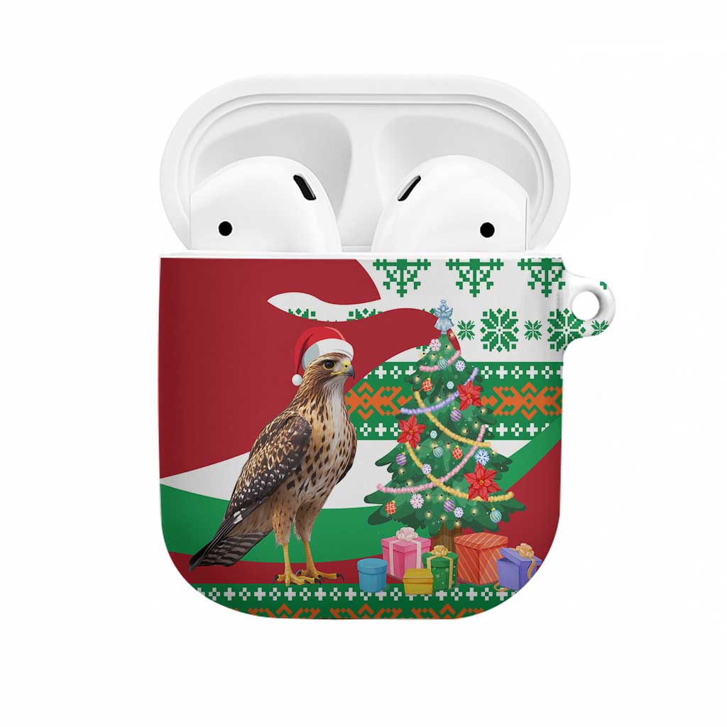 Lebanon Christmas AirPods Case with Falcon, Holiday Tree, and Red Green Snowflake Pattern - Wonder Print Shop