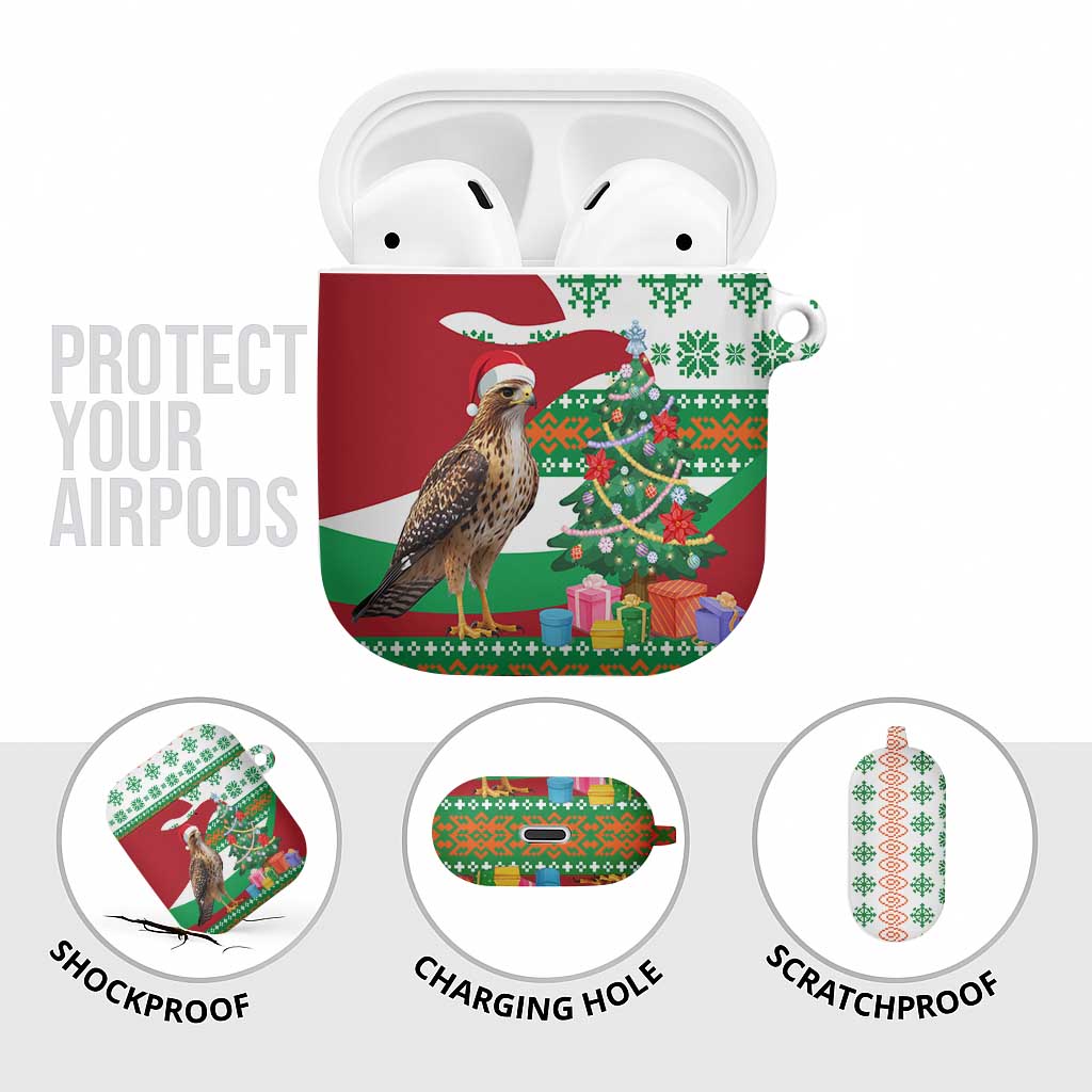 Lebanon Christmas AirPods Case with Falcon, Holiday Tree, and Red Green Snowflake Pattern - Wonder Print Shop