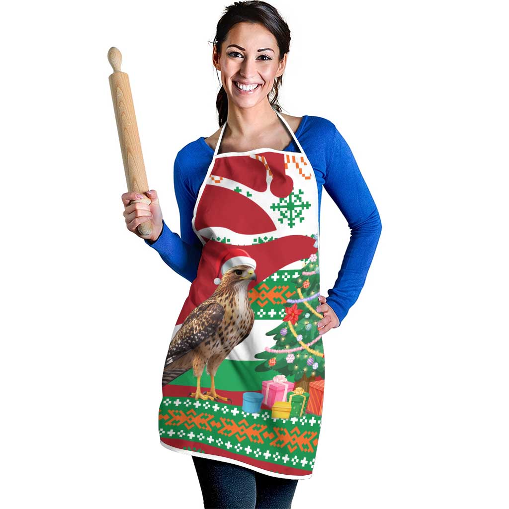 Lebanon Christmas Apron with Falcon, Holiday Tree, and Red Green Snowflake Pattern - Wonder Print Shop