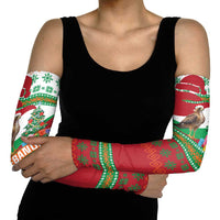 Lebanon Christmas Arm Sleeves with Falcon, Holiday Tree, and Red Green Snowflake Pattern - Wonder Print Shop
