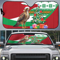 Lebanon Christmas Auto Sun Shade with Falcon, Holiday Tree, and Red Green Snowflake Pattern - Wonder Print Shop