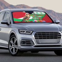 Lebanon Christmas Auto Sun Shade with Falcon, Holiday Tree, and Red Green Snowflake Pattern - Wonder Print Shop