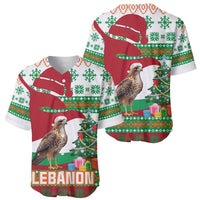 Lebanon Christmas Baseball Jersey with Falcon, Holiday Tree, and Red Green Snowflake Pattern - Wonder Print Shop
