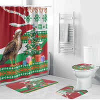Lebanon Christmas Bathroom Set with Falcon, Holiday Tree, and Red Green Snowflake Pattern - Wonder Print Shop