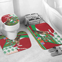 Lebanon Christmas Bathroom Set with Falcon, Holiday Tree, and Red Green Snowflake Pattern - Wonder Print Shop