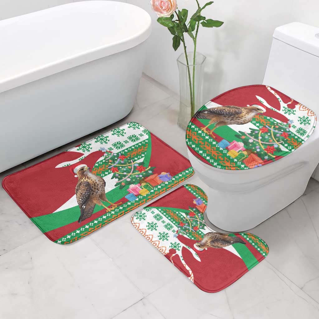 Lebanon Christmas Bathroom Set with Falcon, Holiday Tree, and Red Green Snowflake Pattern - Wonder Print Shop