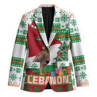 Lebanon Christmas Blazer with Falcon, Holiday Tree, and Red Green Snowflake Pattern - Wonder Print Shop