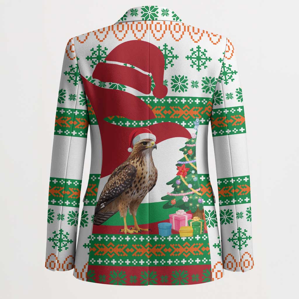 Lebanon Christmas Blazer with Falcon, Holiday Tree, and Red Green Snowflake Pattern - Wonder Print Shop