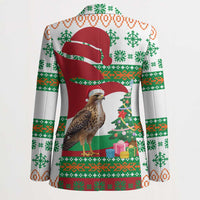 Lebanon Christmas Blazer with Falcon, Holiday Tree, and Red Green Snowflake Pattern - Wonder Print Shop