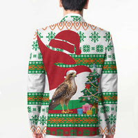 Lebanon Christmas Blazer with Falcon, Holiday Tree, and Red Green Snowflake Pattern - Wonder Print Shop