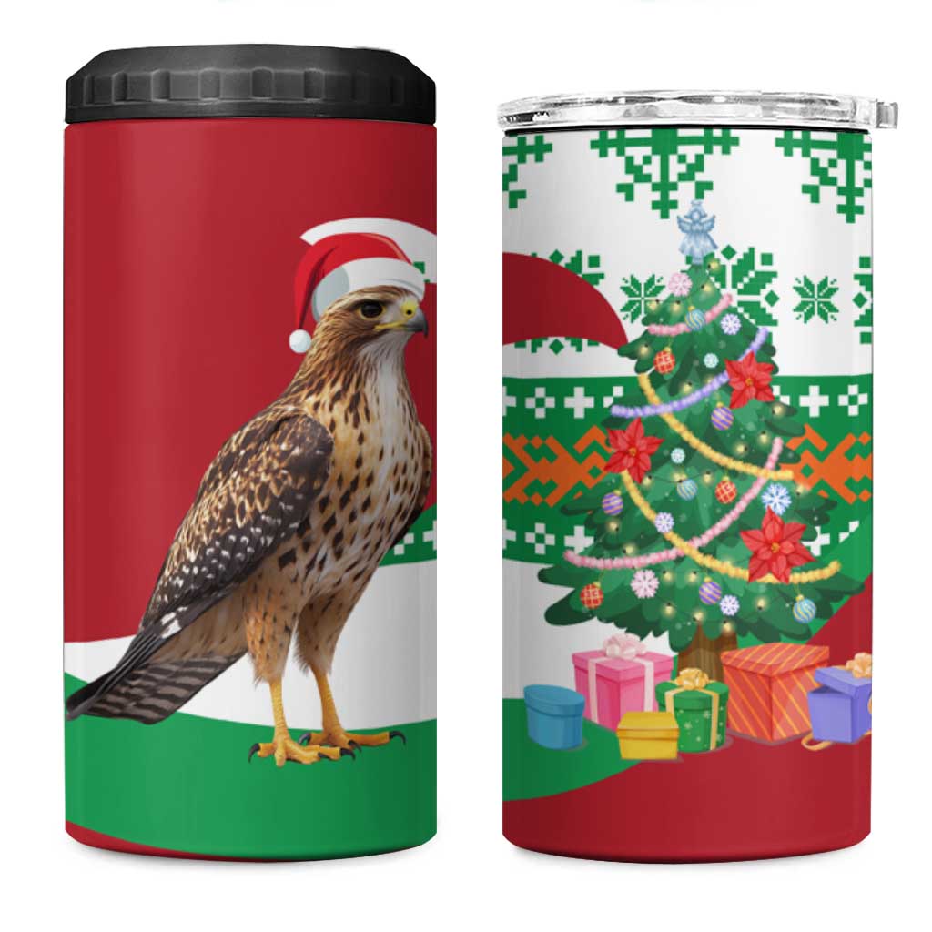 Lebanon Christmas 4 in 1 Can Cooler Tumbler with Falcon, Holiday Tree, and Red Green Snowflake Pattern - Wonder Print Shop