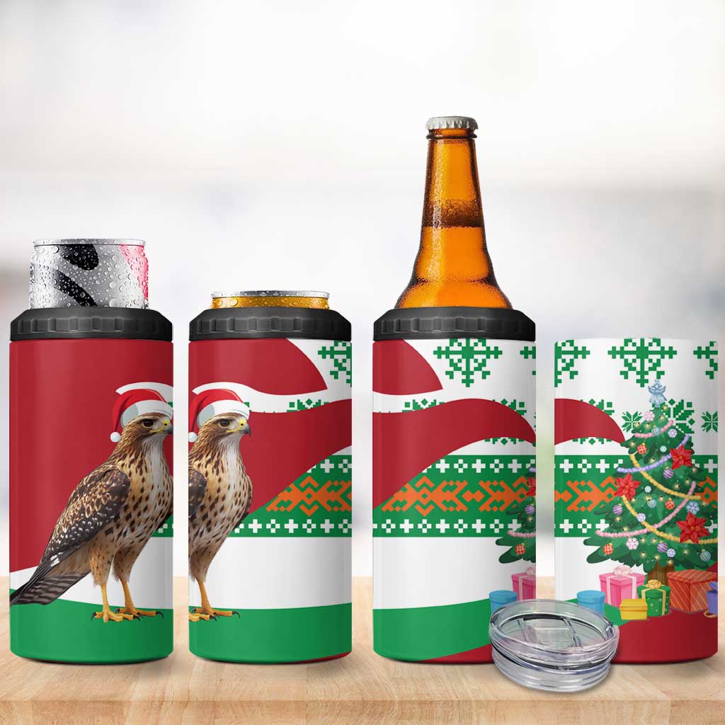 Lebanon Christmas 4 in 1 Can Cooler Tumbler with Falcon, Holiday Tree, and Red Green Snowflake Pattern - Wonder Print Shop