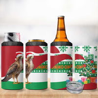 Lebanon Christmas 4 in 1 Can Cooler Tumbler with Falcon, Holiday Tree, and Red Green Snowflake Pattern - Wonder Print Shop
