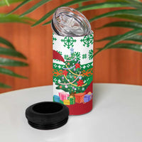 Lebanon Christmas 4 in 1 Can Cooler Tumbler with Falcon, Holiday Tree, and Red Green Snowflake Pattern - Wonder Print Shop