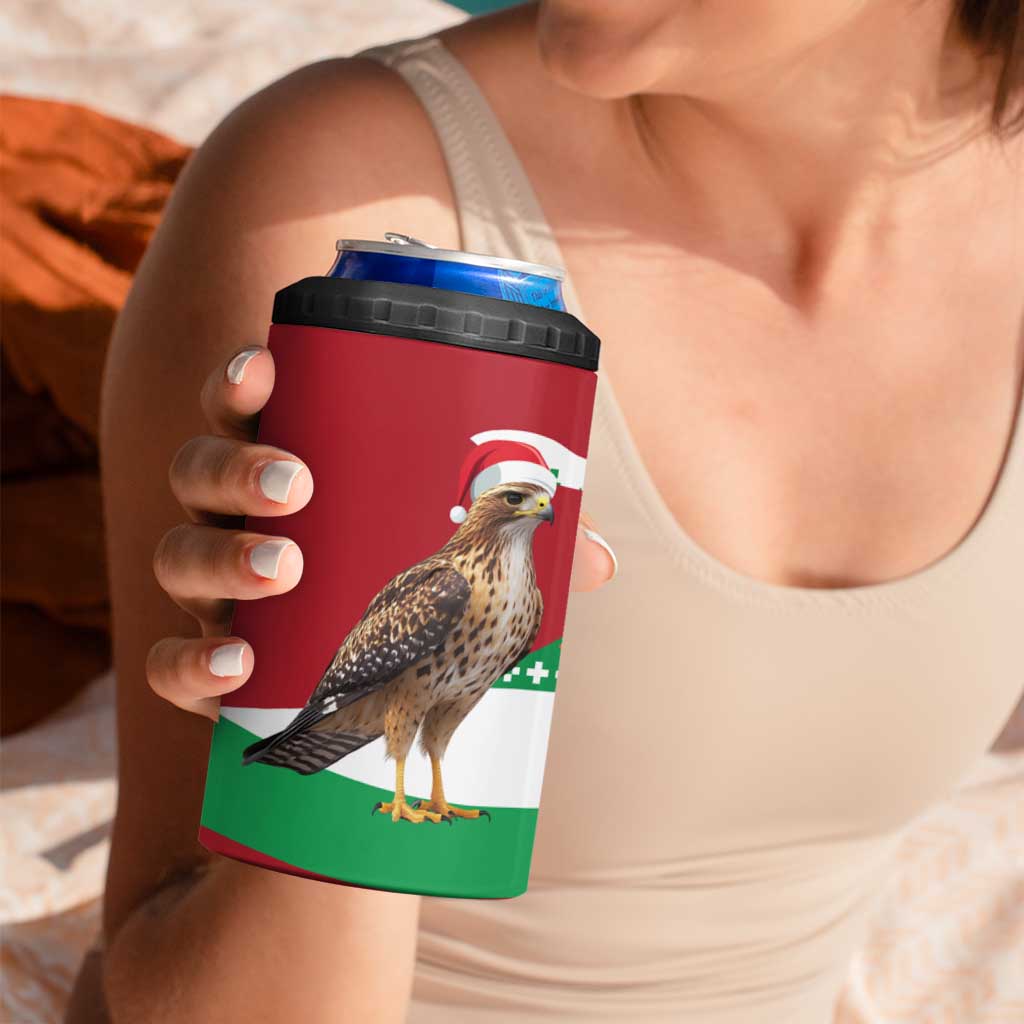 Lebanon Christmas 4 in 1 Can Cooler Tumbler with Falcon, Holiday Tree, and Red Green Snowflake Pattern - Wonder Print Shop