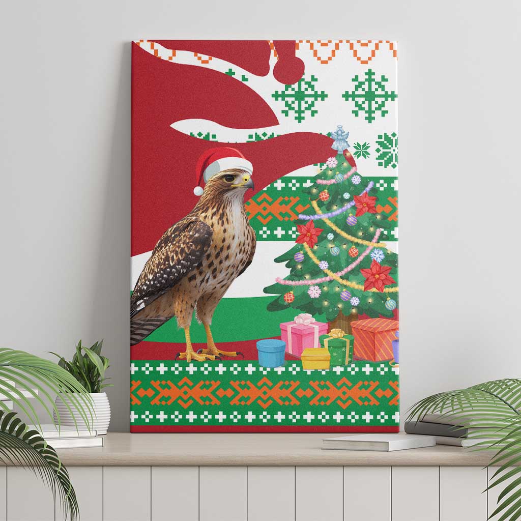 Lebanon Christmas Canvas Wall Art with Falcon, Holiday Tree, and Red Green Snowflake Pattern - Wonder Print Shop