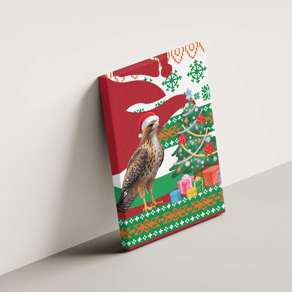 Lebanon Christmas Canvas Wall Art with Falcon, Holiday Tree, and Red Green Snowflake Pattern - Wonder Print Shop