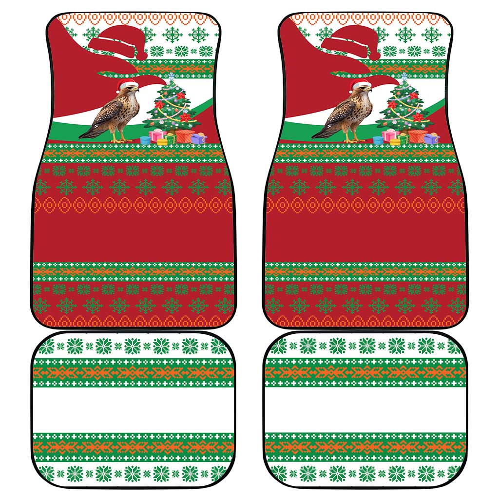 Lebanon Christmas Car Mats with Falcon, Holiday Tree, and Red Green Snowflake Pattern - Wonder Print Shop