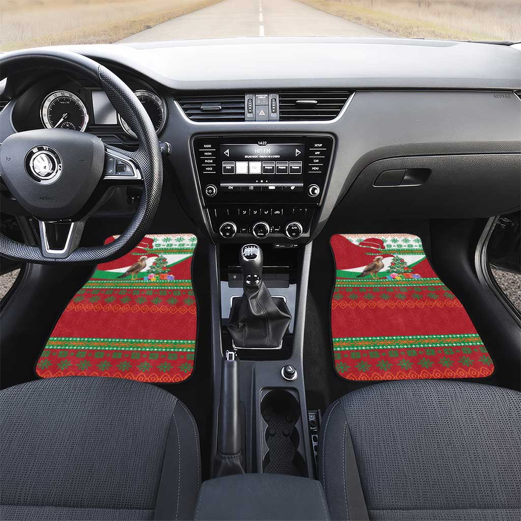 Lebanon Christmas Car Mats with Falcon, Holiday Tree, and Red Green Snowflake Pattern - Wonder Print Shop