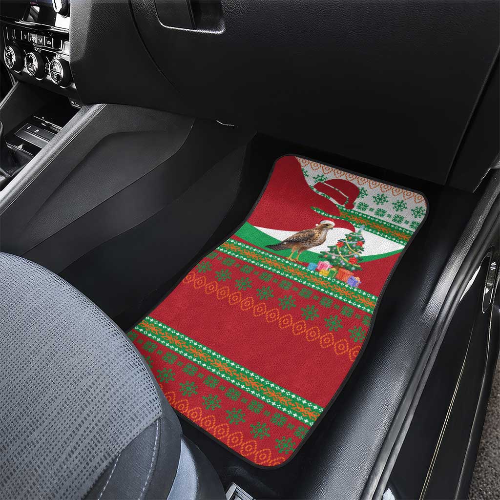 Lebanon Christmas Car Mats with Falcon, Holiday Tree, and Red Green Snowflake Pattern - Wonder Print Shop