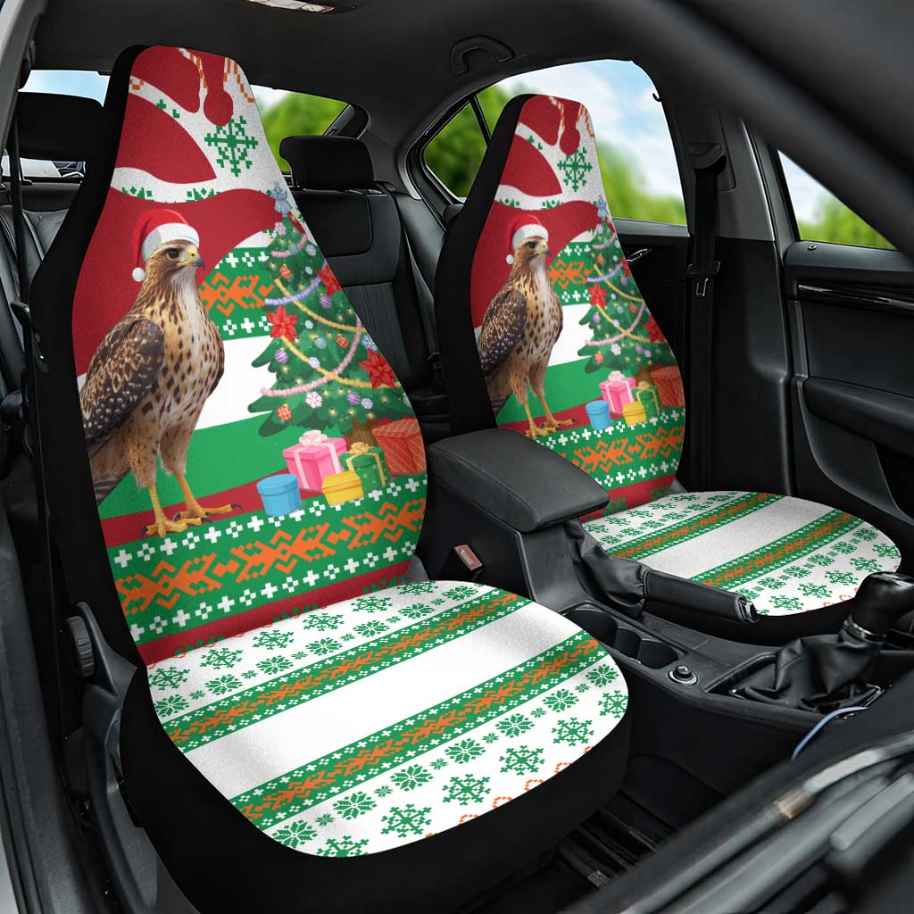 Lebanon Christmas Car Seat Cover with Falcon, Holiday Tree, and Red Green Snowflake Pattern - Wonder Print Shop