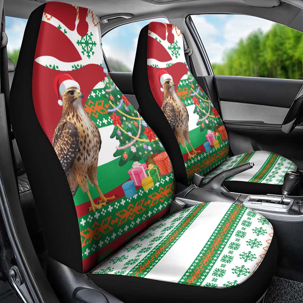 Lebanon Christmas Car Seat Cover with Falcon, Holiday Tree, and Red Green Snowflake Pattern - Wonder Print Shop