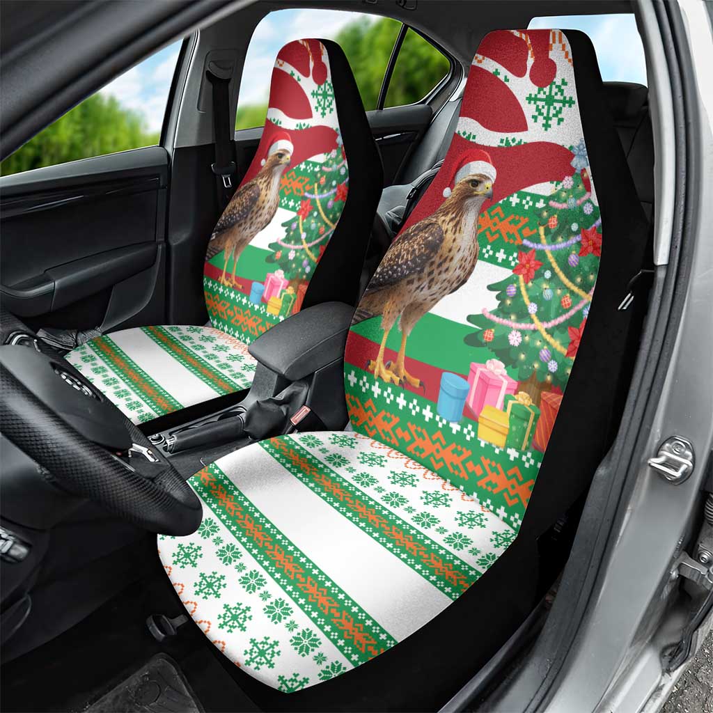 Lebanon Christmas Car Seat Cover with Falcon, Holiday Tree, and Red Green Snowflake Pattern - Wonder Print Shop