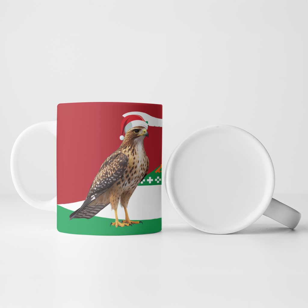 Lebanon Christmas Ceramic Mug with Falcon, Holiday Tree, and Red Green Snowflake Pattern - Wonder Print Shop