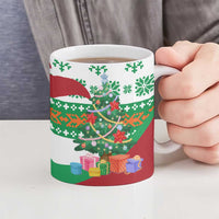 Lebanon Christmas Ceramic Mug with Falcon, Holiday Tree, and Red Green Snowflake Pattern - Wonder Print Shop