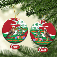 Lebanon Christmas Ceramic Ornament with Falcon, Holiday Tree, and Red Green Snowflake Pattern - Wonder Print Shop