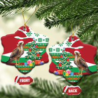 Lebanon Christmas Ceramic Ornament with Falcon, Holiday Tree, and Red Green Snowflake Pattern - Wonder Print Shop