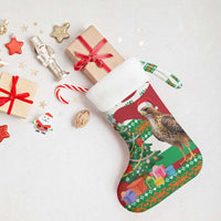 Lebanon Christmas Stocking with Falcon, Holiday Tree, and Red Green Snowflake Pattern - Wonder Print Shop