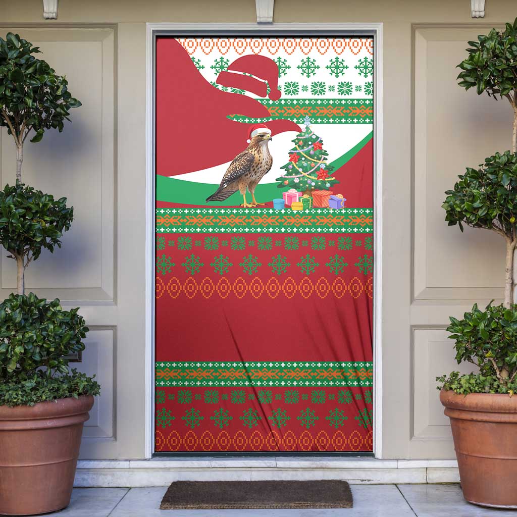 Lebanon Christmas Door Cover with Falcon, Holiday Tree, and Red Green Snowflake Pattern - Wonder Print Shop