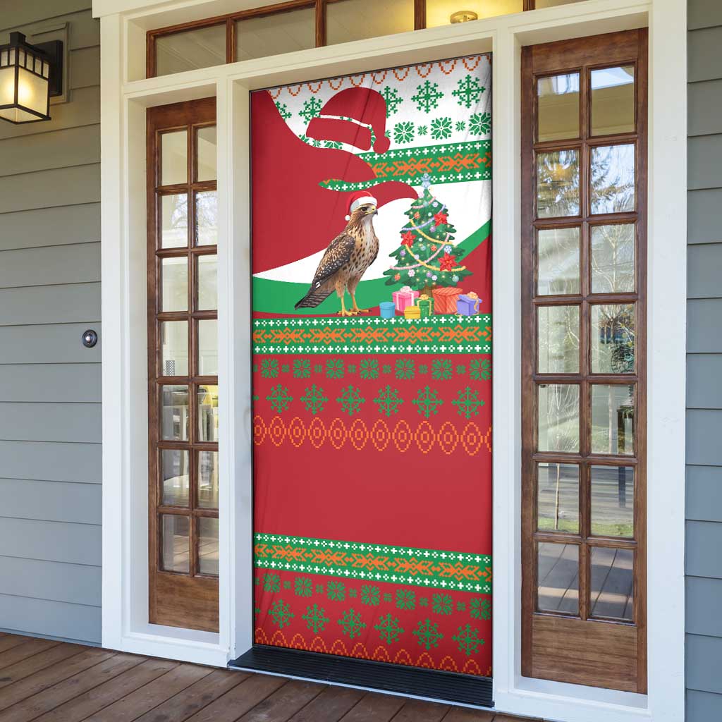 Lebanon Christmas Door Cover with Falcon, Holiday Tree, and Red Green Snowflake Pattern - Wonder Print Shop