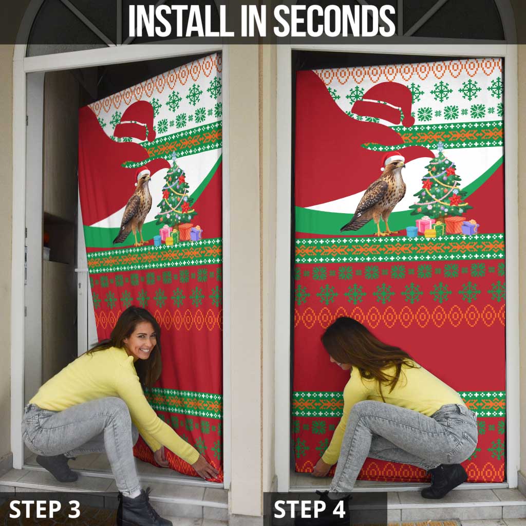 Lebanon Christmas Door Cover with Falcon, Holiday Tree, and Red Green Snowflake Pattern - Wonder Print Shop